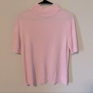 ✨ Croft & Barrow pink mock neck knit short sleeve blouse
